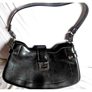 Guess Black Faux Handbag Silver Buckle Clasp/Zipper